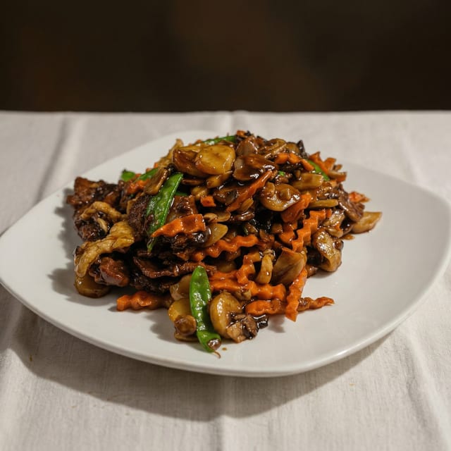 Beef and Chicken with Fresh Mushrooms.