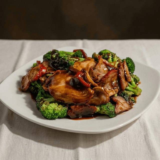 Roast Pork with Broccoli.
