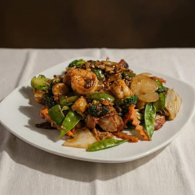 Fresh Jumbo Shrimp with Garlic Sauce.
