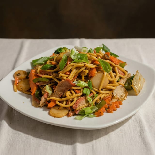 Soft Noodles with Hot Meat Sauce.