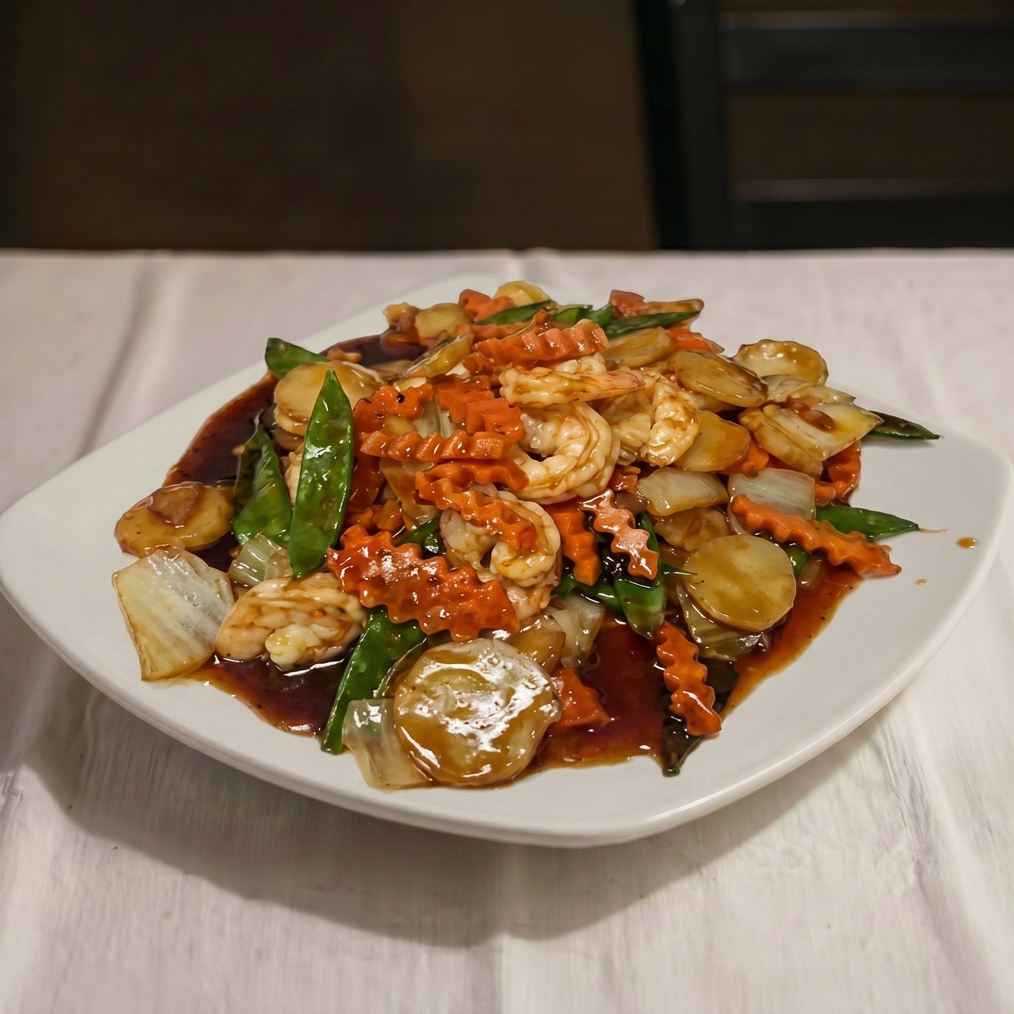 Fresh Jumbo Shrimp with Chinese Vegetable.