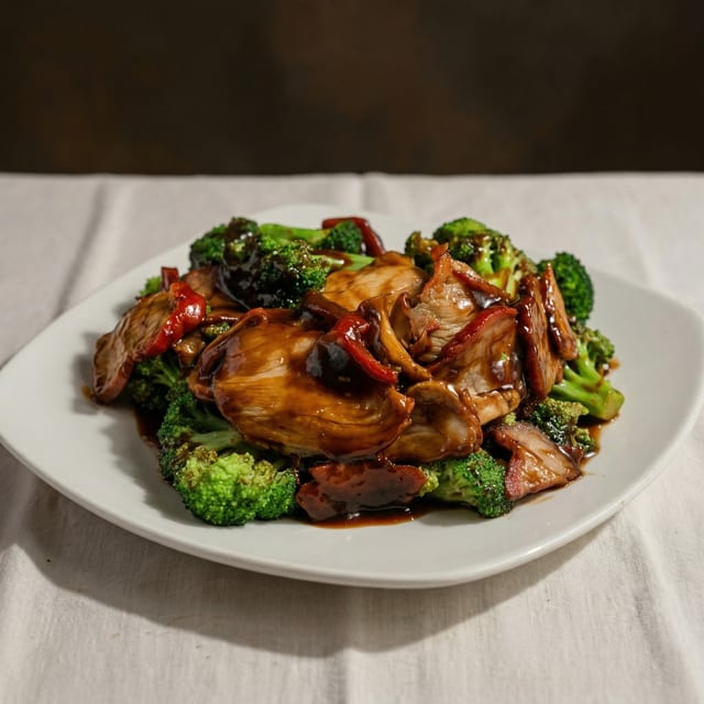 Roast Pork with Broccoli.