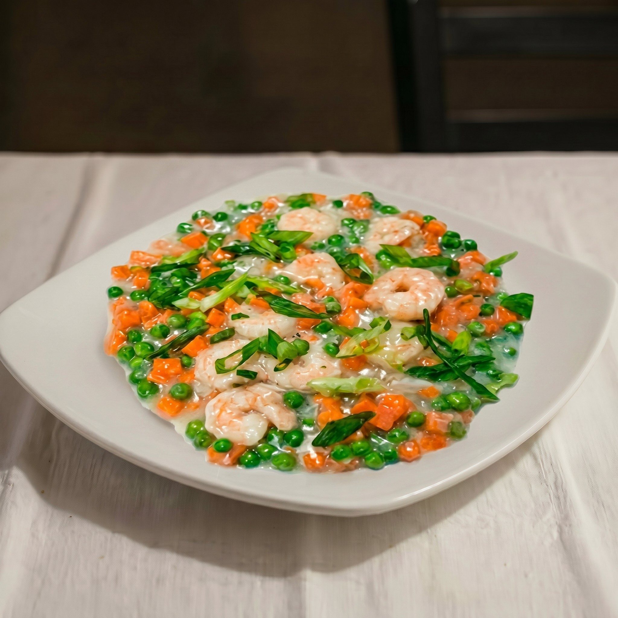 Fresh Jumbo Shrimp with Lobster Sauce.