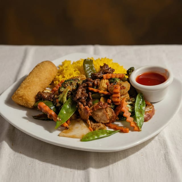 Beef or Chicken with Garlic Sauce Combo.