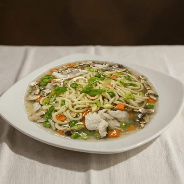 Yat Gat Mein with Chicken or Roast Pork.