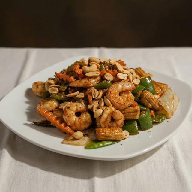 Fresh Jumbo Shrimp Kung Po Style.