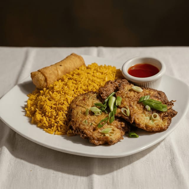Roast Pork Egg Foo Young Combo.