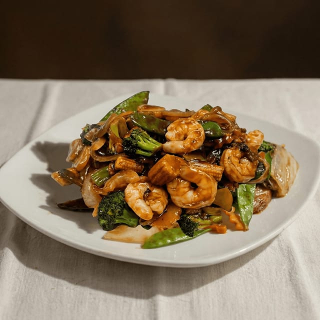 Fresh Jumbo Shrimp Szechuan Style.