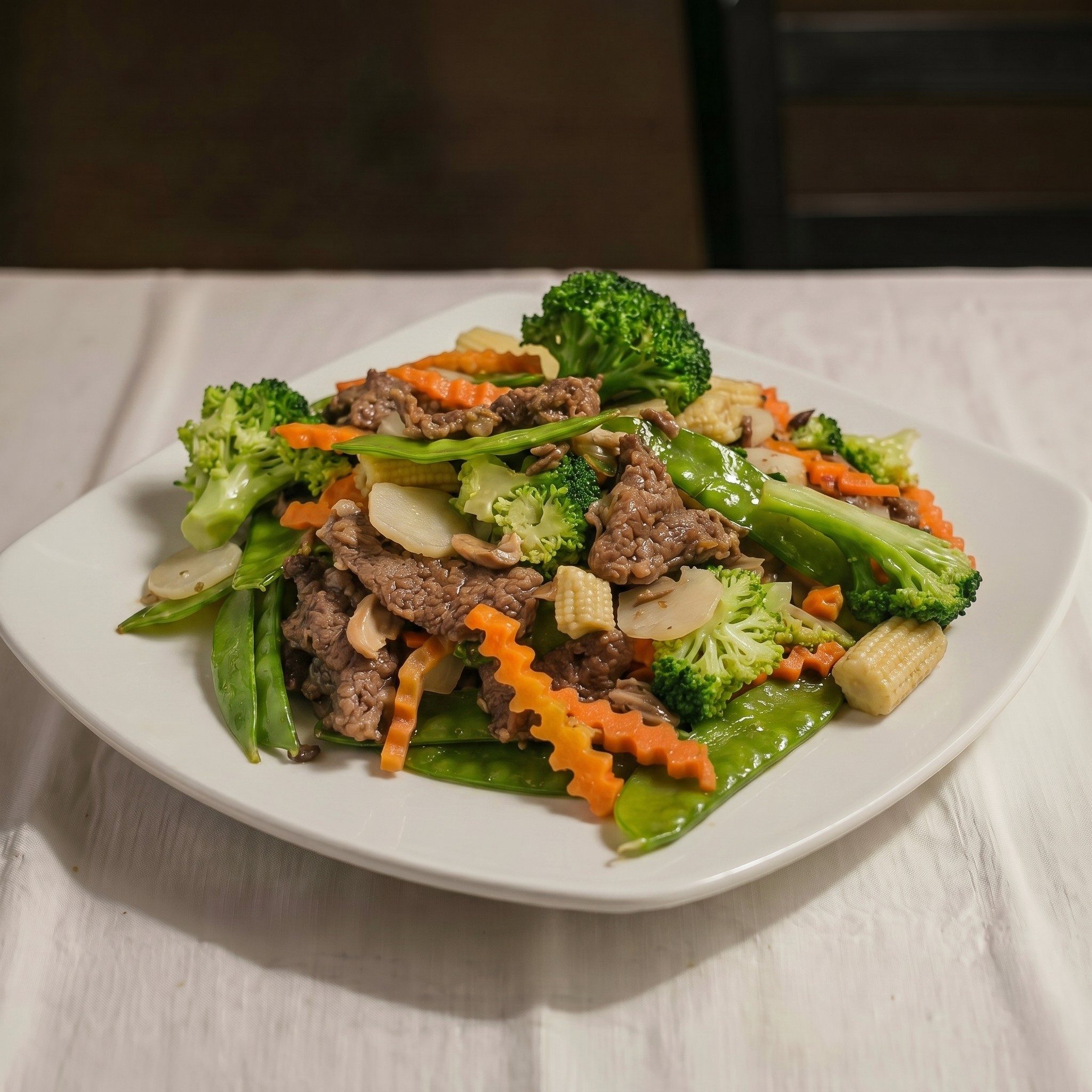 Steamed Beef with Mixed Vegetables.