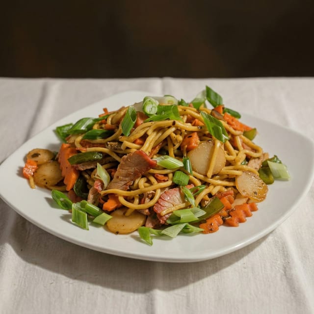 Soft Noodles with Hot Meat Sauce.