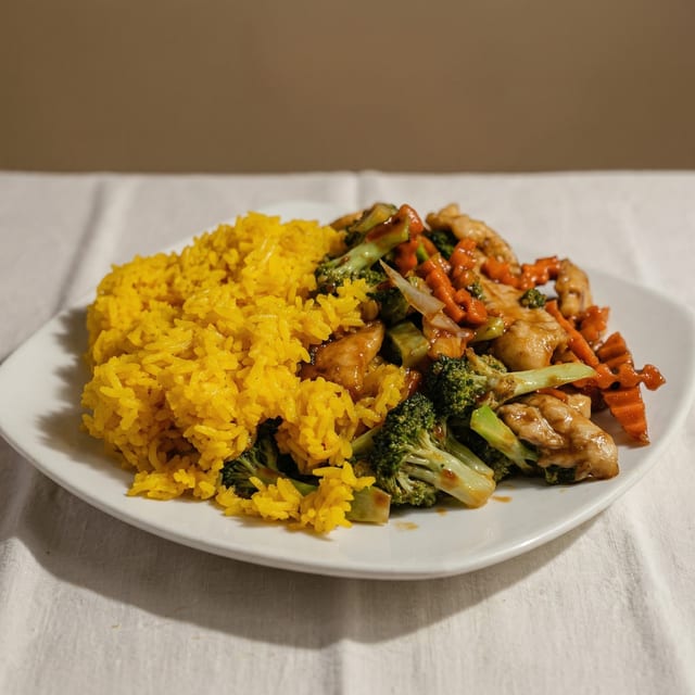 Broccoli with Beef, Chicken, Shrimp.