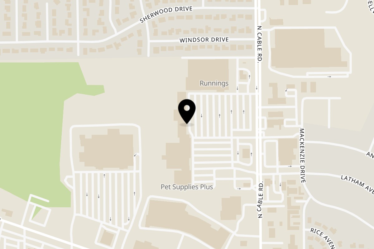 Map showing the location of China Wok on 927 North Cable Road in Lima